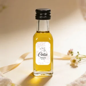 Botella de aceite 20ml personalizada de bautizo, diseño Paloma niña