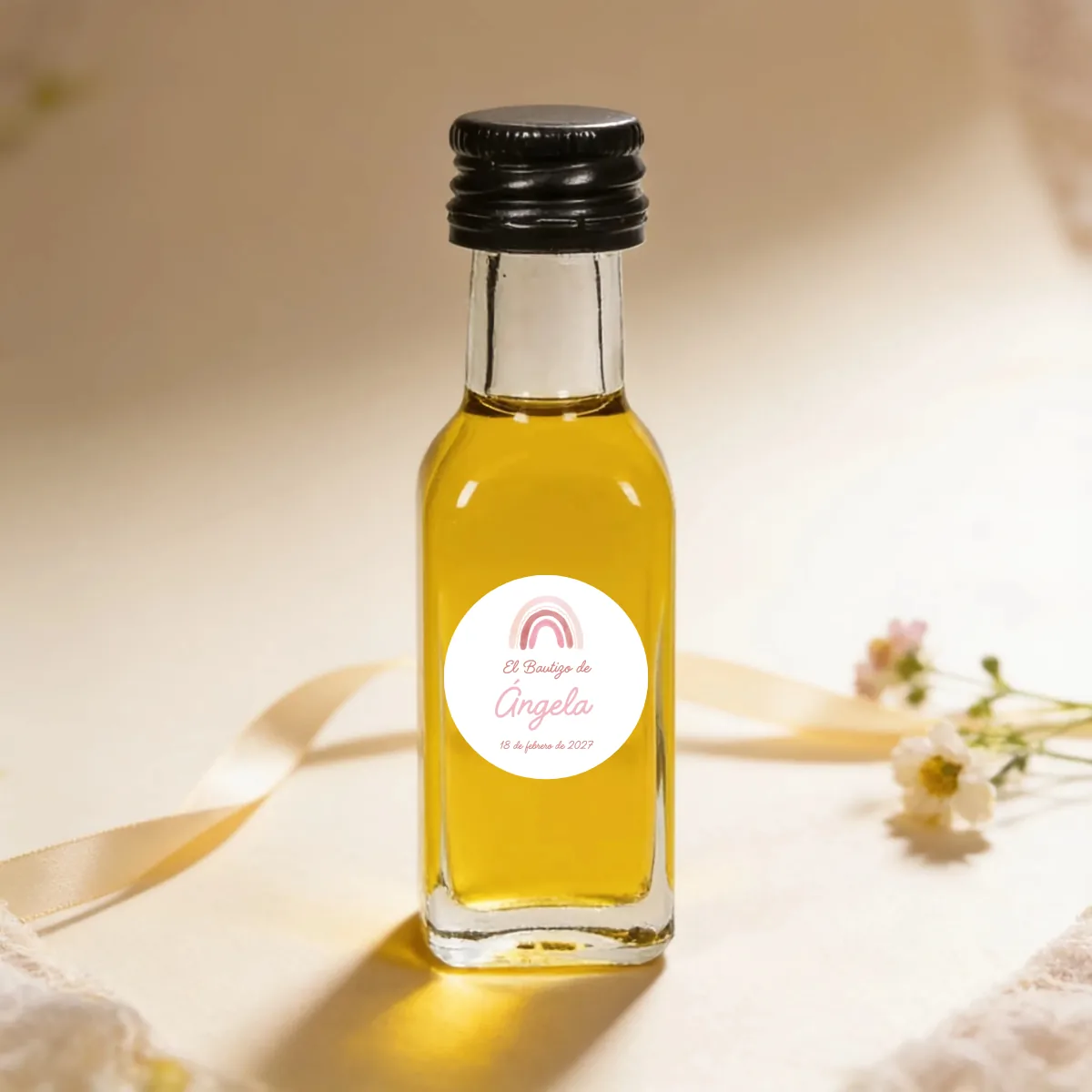 Botella de aceite 20ml bautizo arcoiris niña