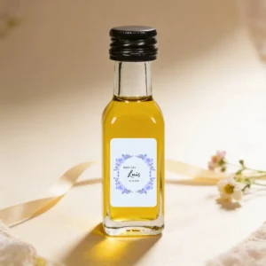Botella de aceite 20ml personalizada de bautizo, diseño Rosa azulada