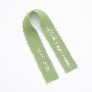 Cinta gasa verde claro boda marcasitios cinta personalizada nombre blanco