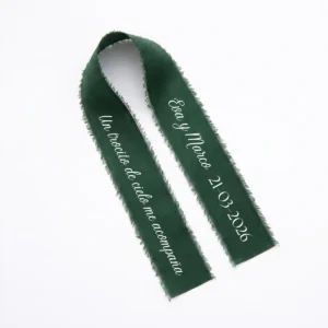 Cinta gasa verde oscuro boda siempre conmigo blanco