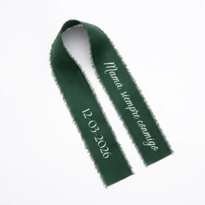Cinta gasa verde oscuro boda marcasitios cinta personalizada nombre blanco