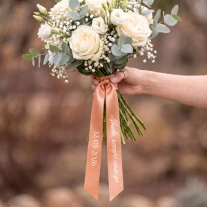 Cinta raso naranja boda marcasitios cinta personalizada nombre blanco