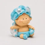 Figura tarta hucha bebé gorro estrellas azules de bautizo – foto 3