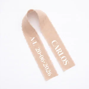 Cinta gasa beige boda marcasitios cinta personalizada blanco