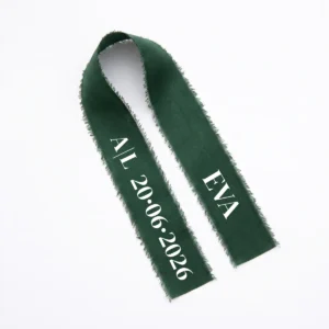 Cinta gasa verde oscuro boda marcasitios cinta personalizada blanco