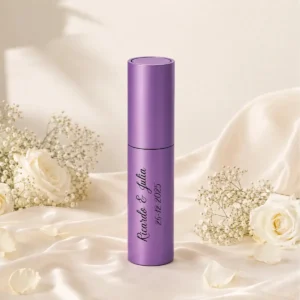 Perfume frasco metálico lila boda elegance