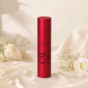 Perfume frasco metálico rojo boda iniciales