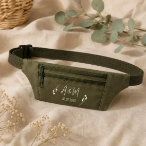 Riñonera verde tres bolsillos boda basic relleno