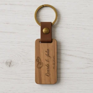 Llavero madera oscura rectangular boda elegance