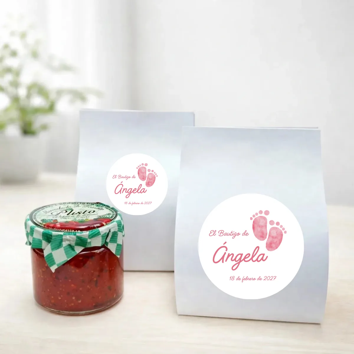 Mermelada de pimiento rojo 40g bautizo huellas niña