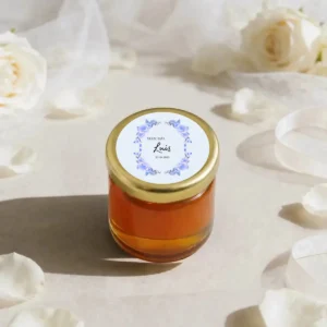 Miel 40g personalizada de bautizo, diseño Rosa azulada
