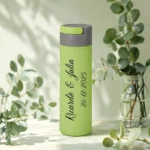 Botella verde 450ml personalizada para boda, diseño Elegance