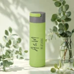 Botella verde 450ml personalizada para boda, diseño Basic