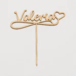 Cake topper con nombre madera corazon – foto 2