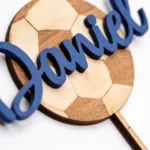 Cake topper con nombre madera azul pelota de bautizo – foto 3