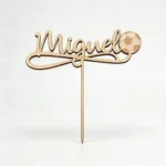 Cake topper con nombre madera pelota – foto 3