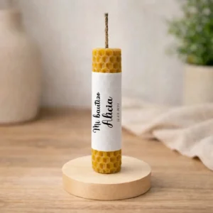 Vela cera abeja 10x2cm personalizada de bautizo, diseño Pretty sweet