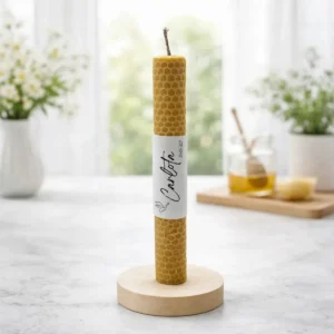 Vela cera abeja 20x2cm personalizada de bautizo, diseño Paloma elegance