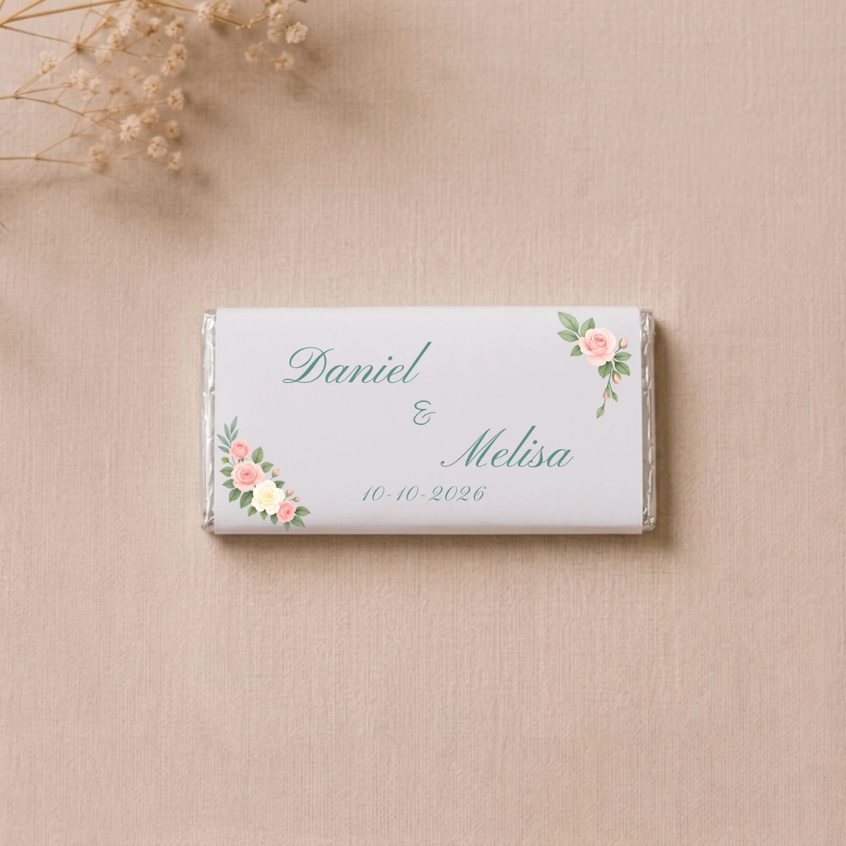 Chocolate mini tableta boda corazón