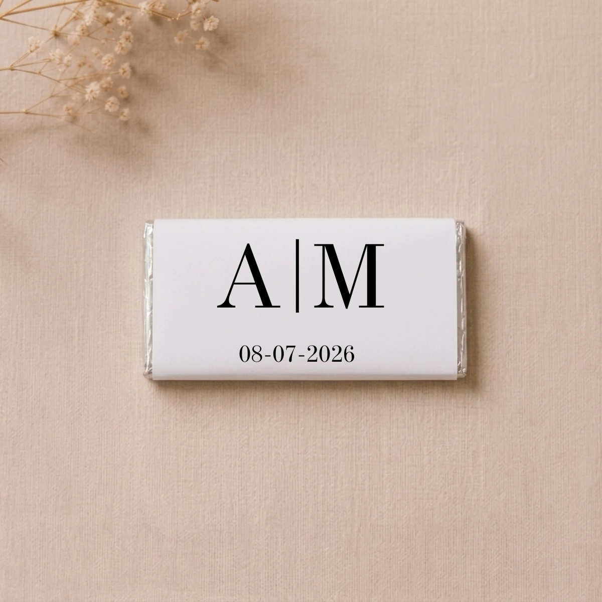 Chocolate mini tableta boda iniciales