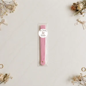 Abanico madera rosa barnizado personalizado de bautizo, diseño Osito niña sencillo