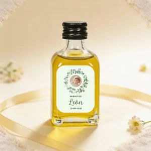 Botella de aceite 50ml bautizo corona floral