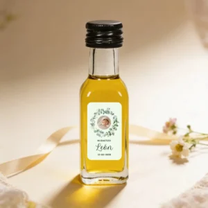 Botella de aceite 20ml bautizo corona floral