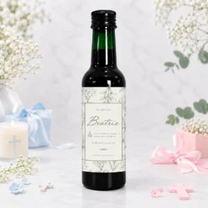 Botella de vino 180 plastico bautizo botánico elegante