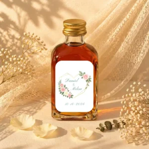 Licor vodka&caramelo 50ml cristal boda corazón