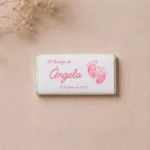 Chocolate bautizo personalizado niña huellas