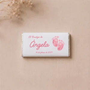 Chocolate bautizo personalizado niña huellas