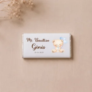 Chocolate bautizo personalizado niño osito