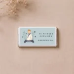 Chocolate comunión personalizado acuarela niño azul