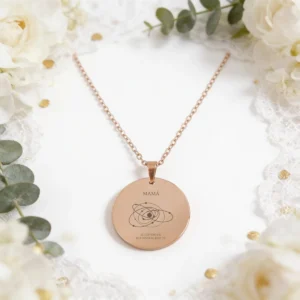 Colgante medalla redonda oro rosado grande boda mamá mi universo