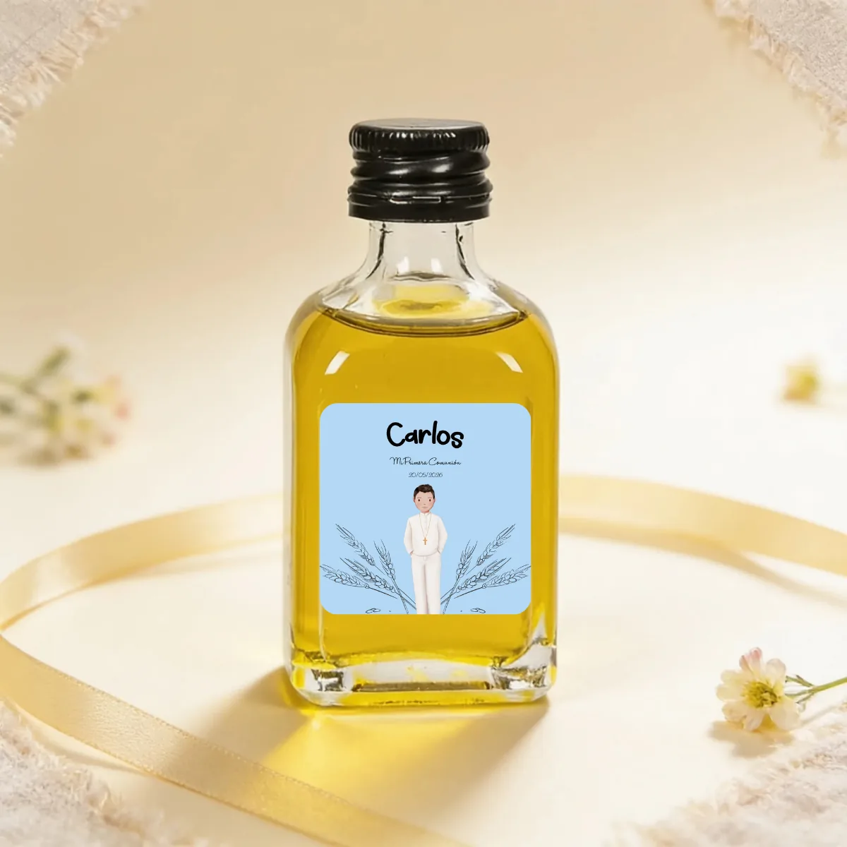 Botella de aceite 50ml comunión arco espigas niño