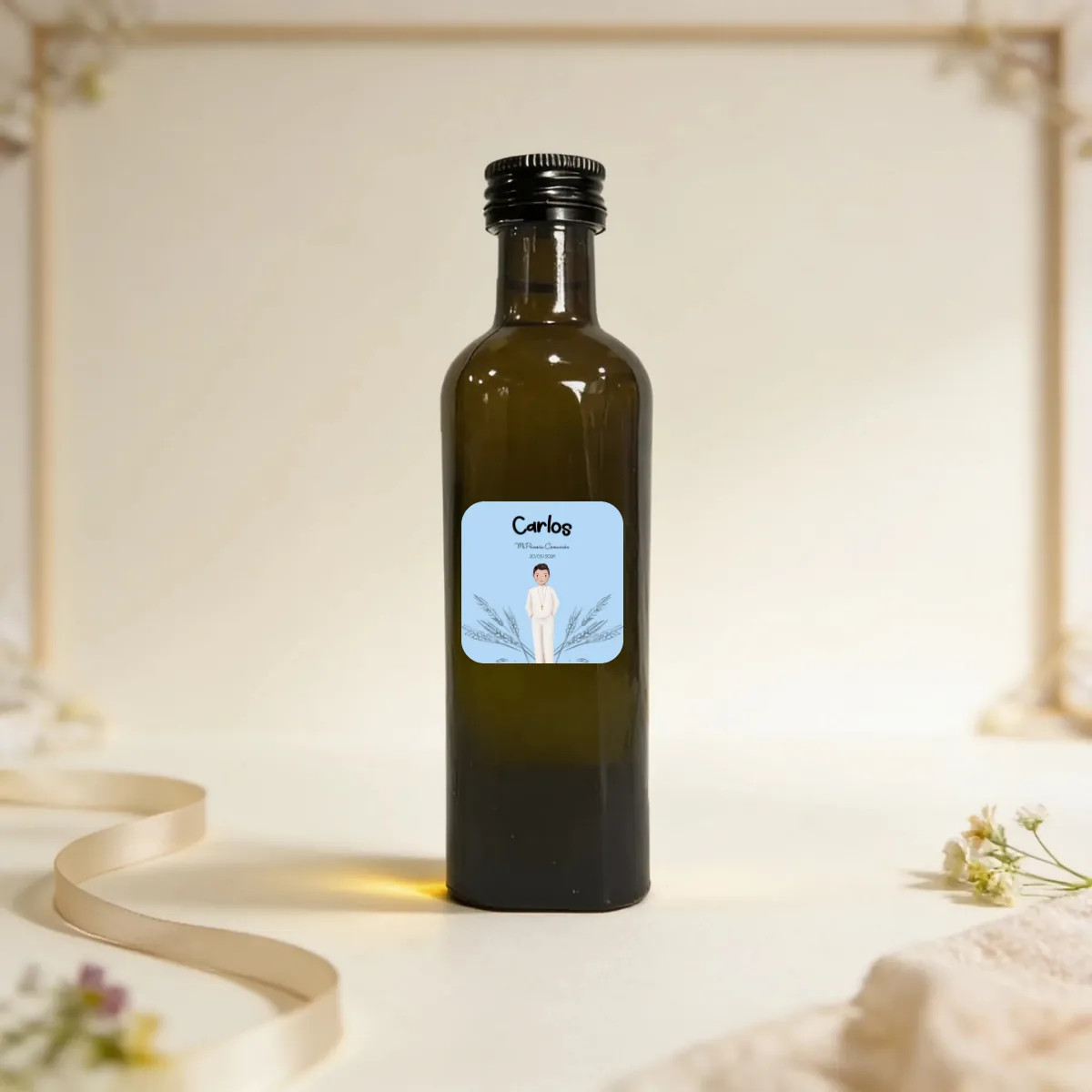 Botella de aceite 100ml comunión arco espigas niño