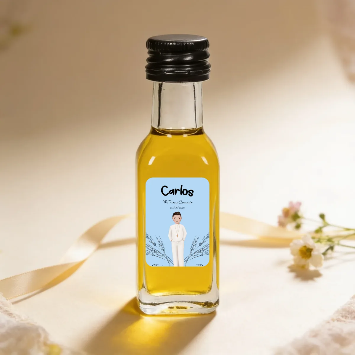 Botella de aceite 20ml comunión arco espigas niño