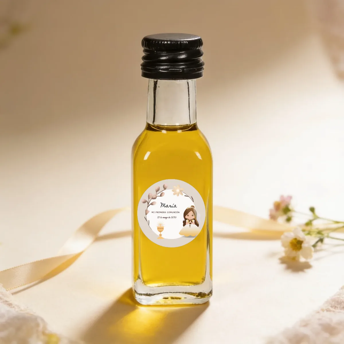 Botella de aceite 20ml comunión niña beige
