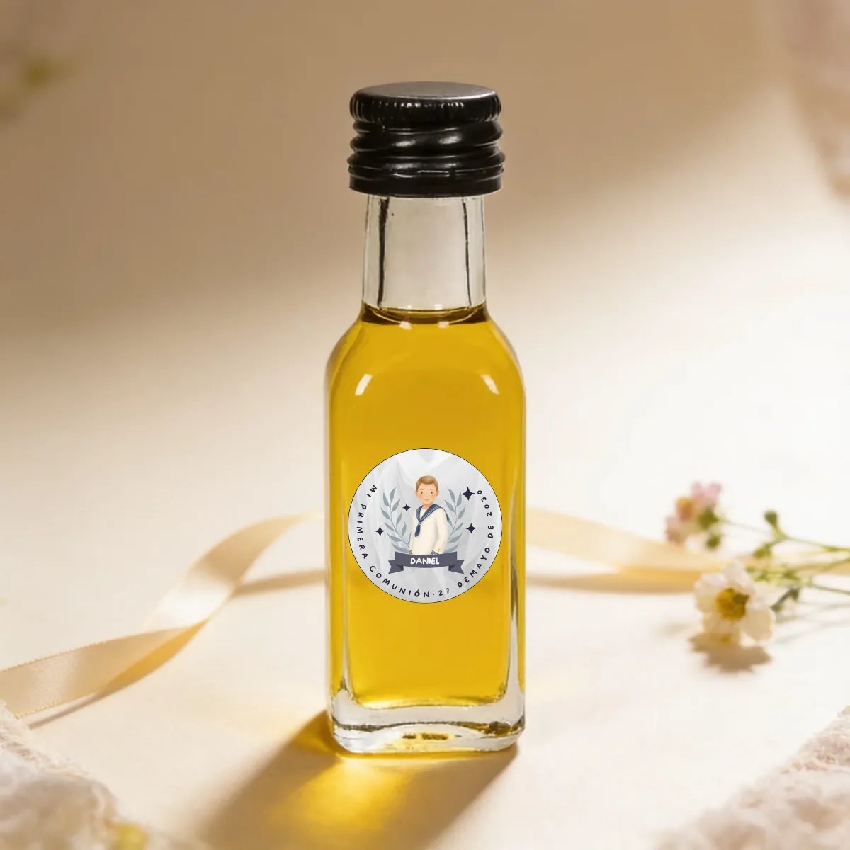 Botella de aceite 20ml comunión niño acuarela