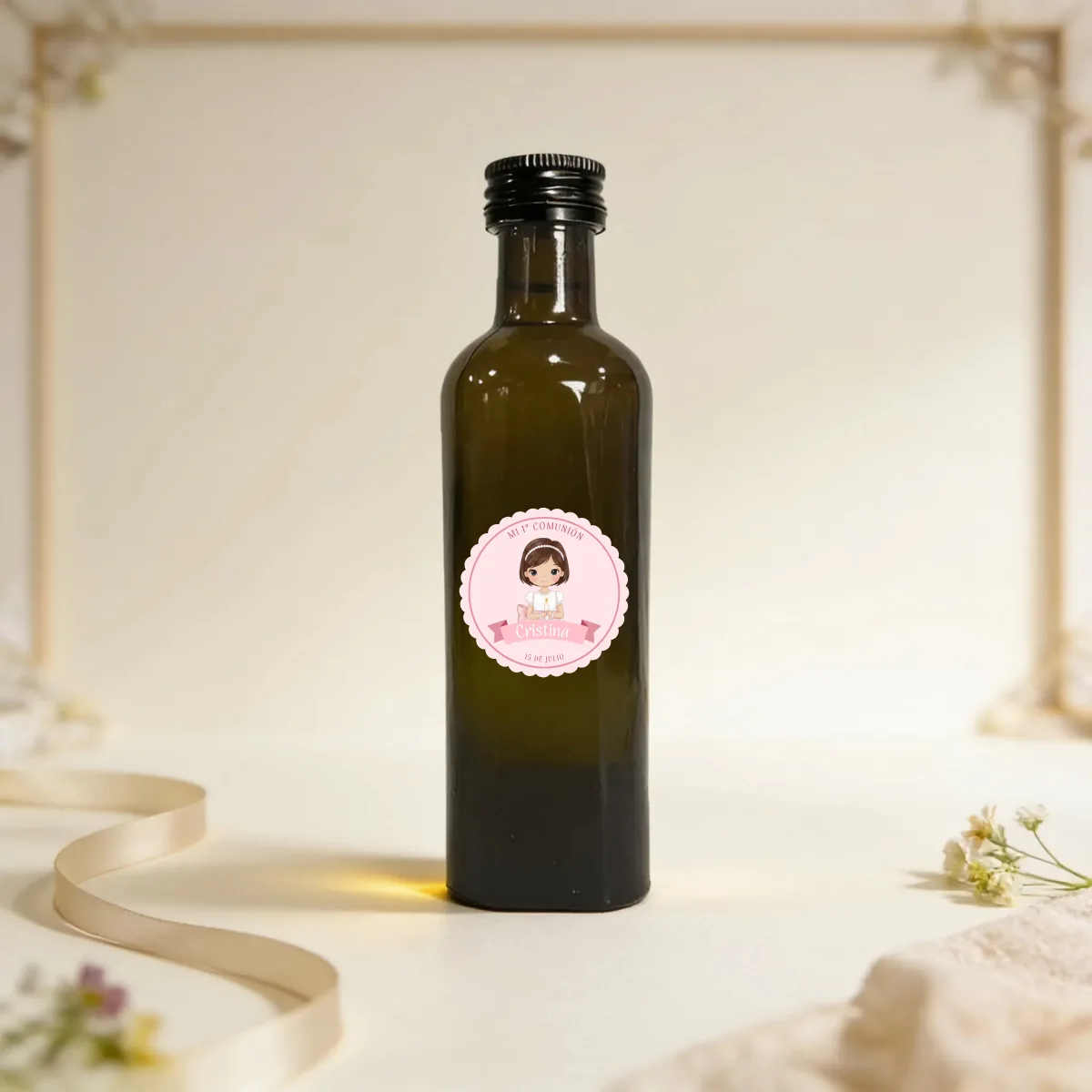 Botella de aceite 100ml comunión niña lazo