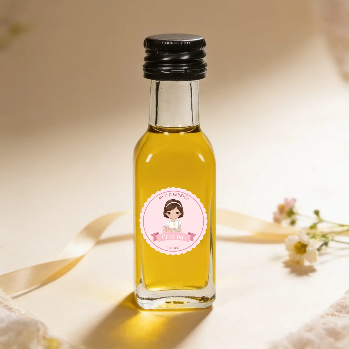 Botella de aceite 20ml comunión niña lazo