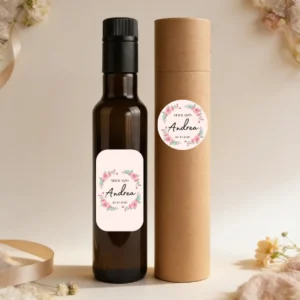 Botella de aceite 250ml virgen extra bautizo rosa rosada