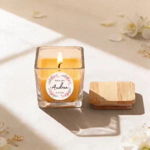 Vela crital/tapa madera bautizo rosa rosada
