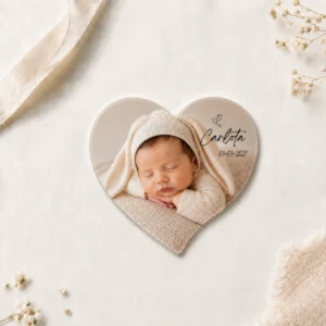Imán corazón bautizo paloma elegance relieve