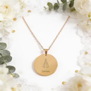 Colgante medalla redonda dorada personalizado de comunión