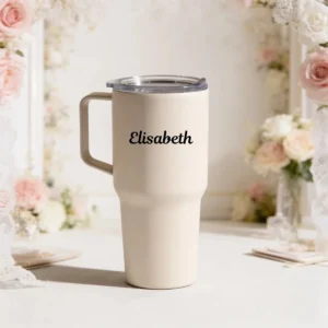 Termo elegante 600ml beige comunión nombres tipografías