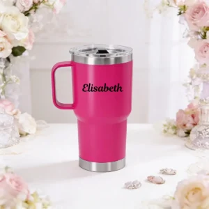 Termo bordes 600ml rosa comunión nombres tipografías