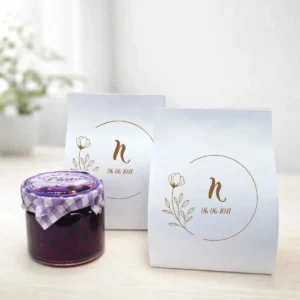 Mermelada de pétalos violetas 40g bautizo círculo floral inicial