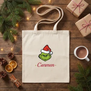 Bolsa de tela del Grinch personalizada con nombre